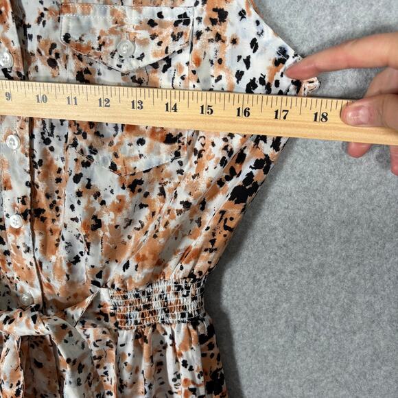 Shirt Dress Medium Button Belt Tie Abstract Southern Career Church Animal Artsy - Picture 7 of 10